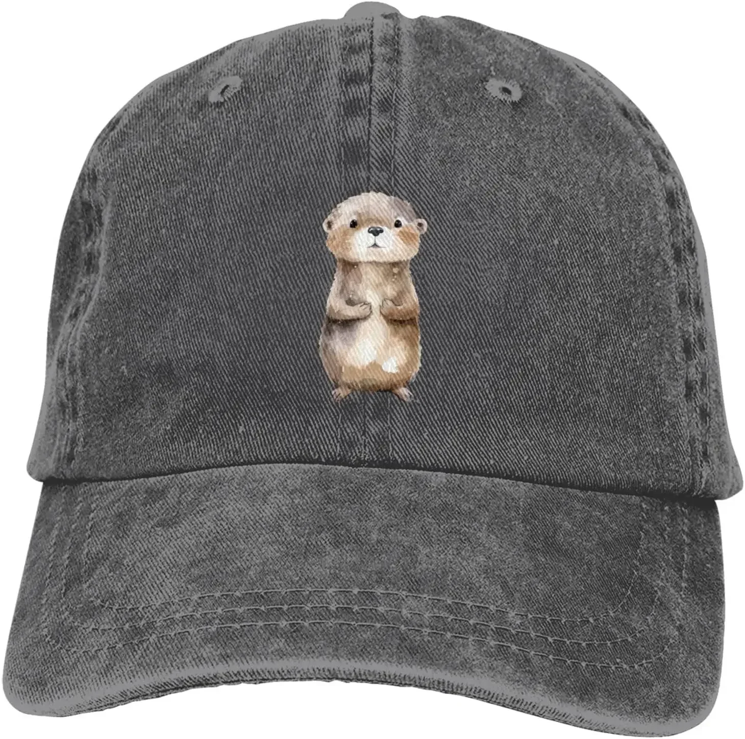 Cute Otter Distressed Adjustable Washed Denem Cotton Low Profile Mens Trucker Hat Black Fitted All Seasons Travel Baseball Cap