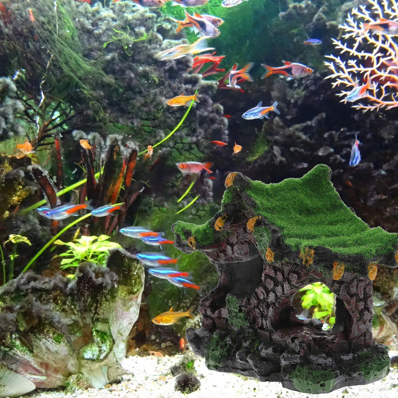 

Resin Aquarium Cave Fish Tank Decor Small For Aquatic Pets Safe Shelter Desktop Fish Hideout Compact Aquarium Decors