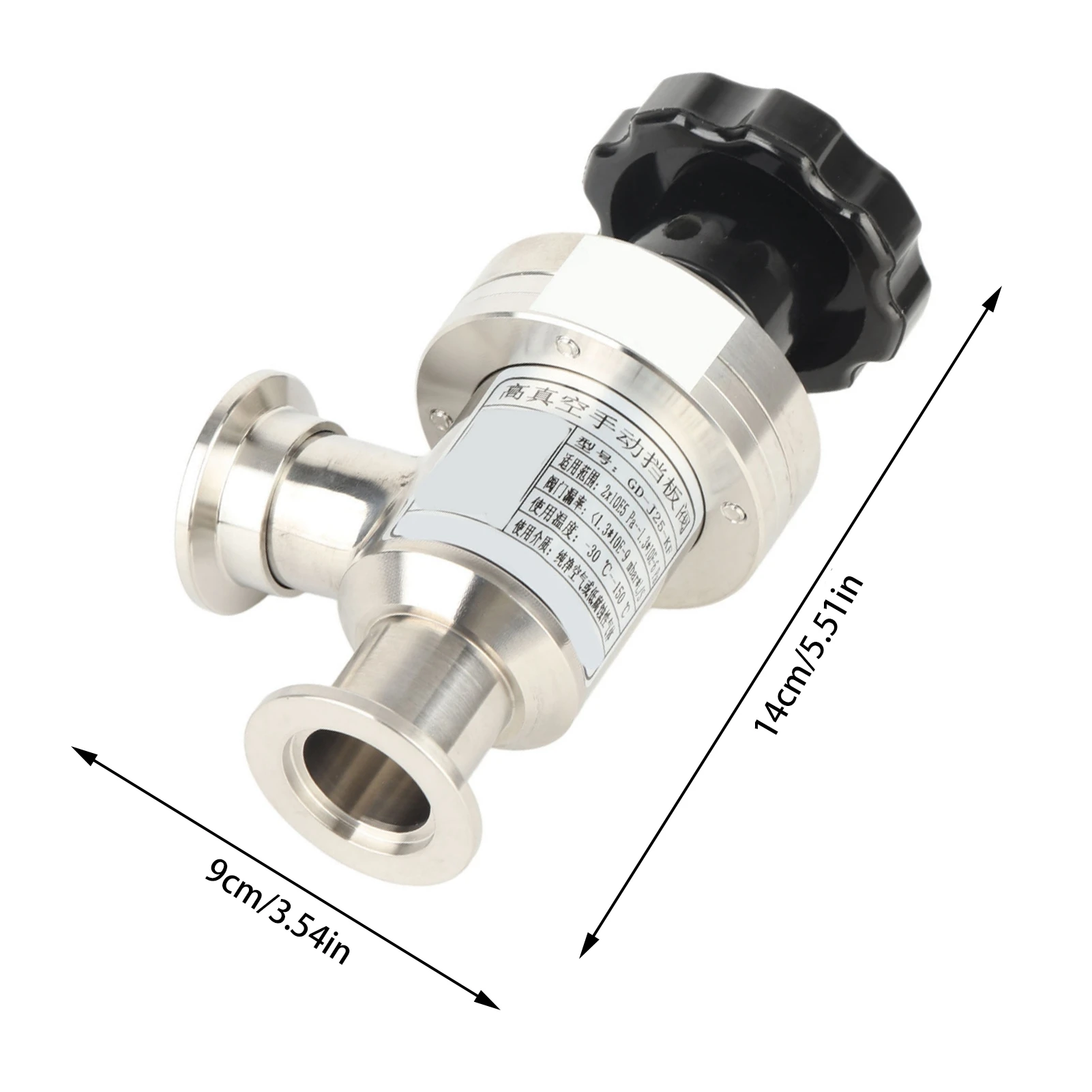 KF25 304 Stainless Steel High Vacuum Manual Right Angle Bellow Isolation Valve