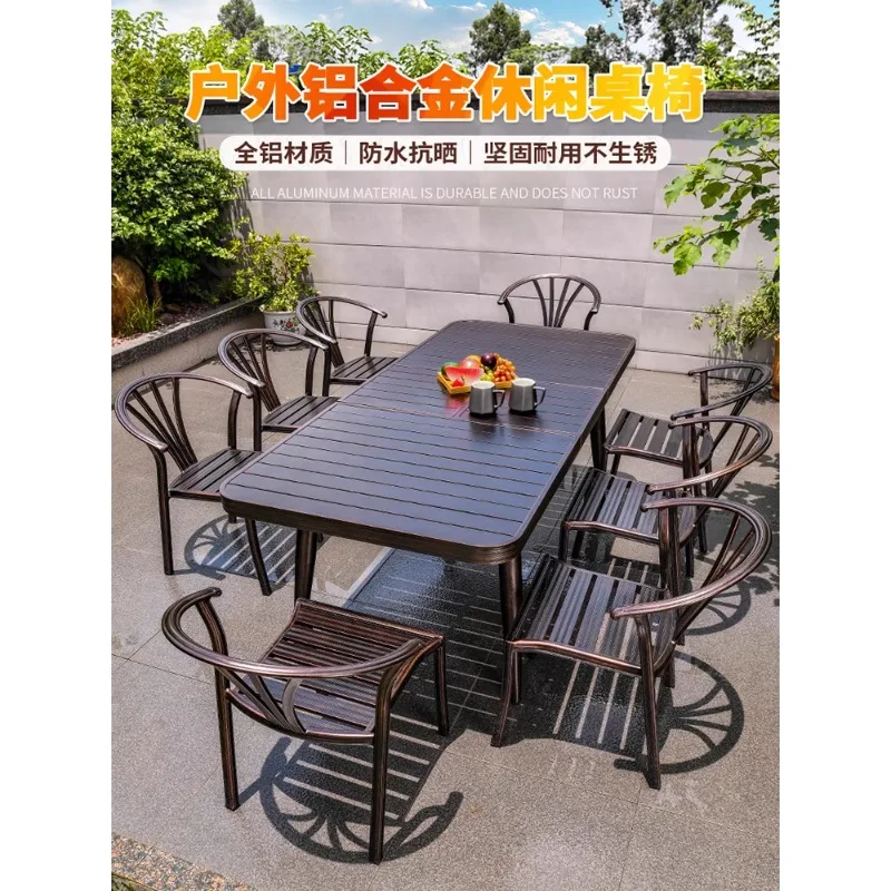 Outdoor cast aluminum tables and chairs set courtyard garden open-air small balcony tea leisure iron combination outdoor yard pe