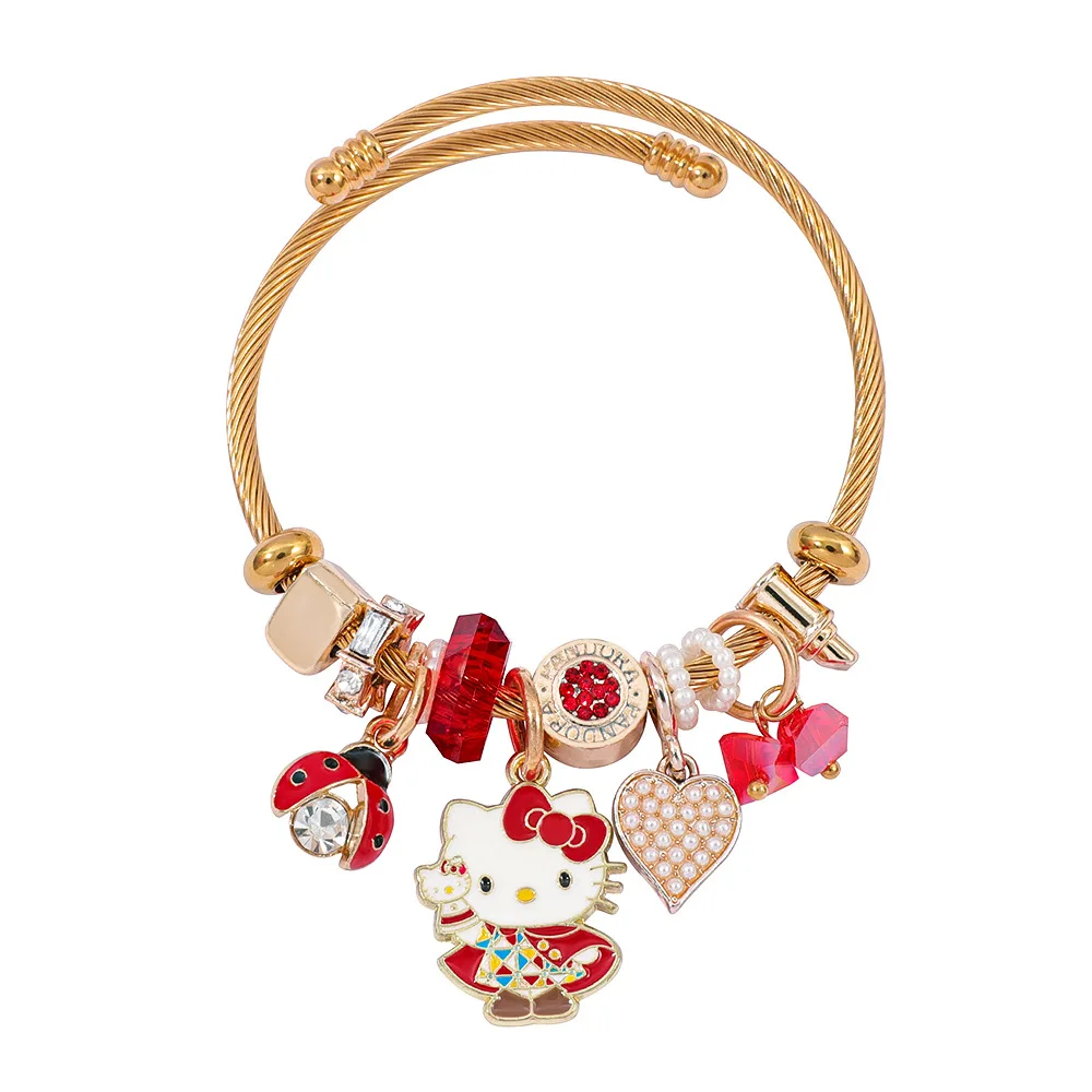 

Hello Kitty Car Decor，Multi-Use Zinc Alloy Decor，Car Mirror Charm Converts to Bracelet，Multi-Scene Bracelet/Anklet Set
