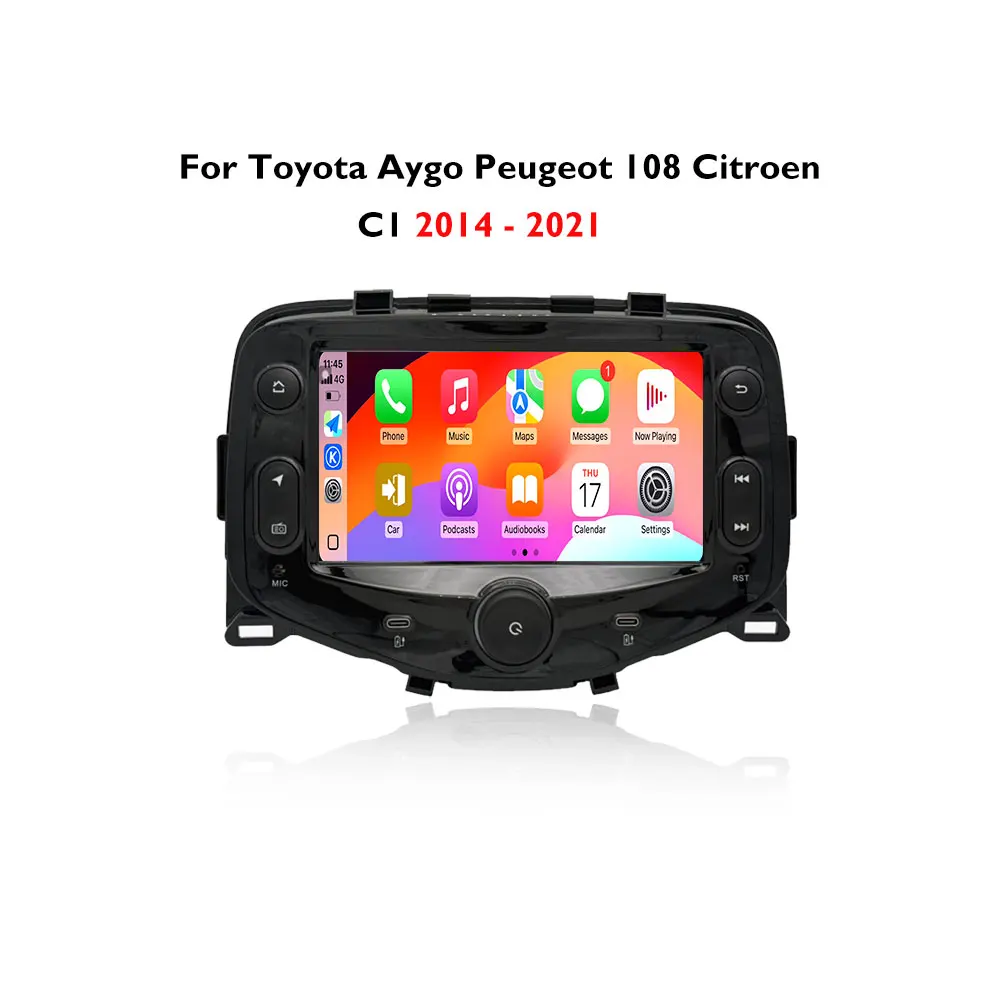 Android 15 Radio For Toyota Aygo Peugeot 108 Citroen C1 2014 - 2021 Autoradio Multimedia Player Carplay Android Auto GPS DSP DVD - afbeelding 2