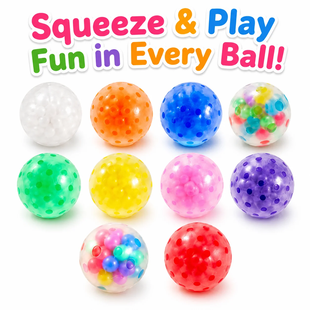 12/24/36PCS Colorful Squeeze Balls Sensory Fidget Toy Soft Bead Ball Kids Stress Fun Play Gift Party Favor Desk Toy