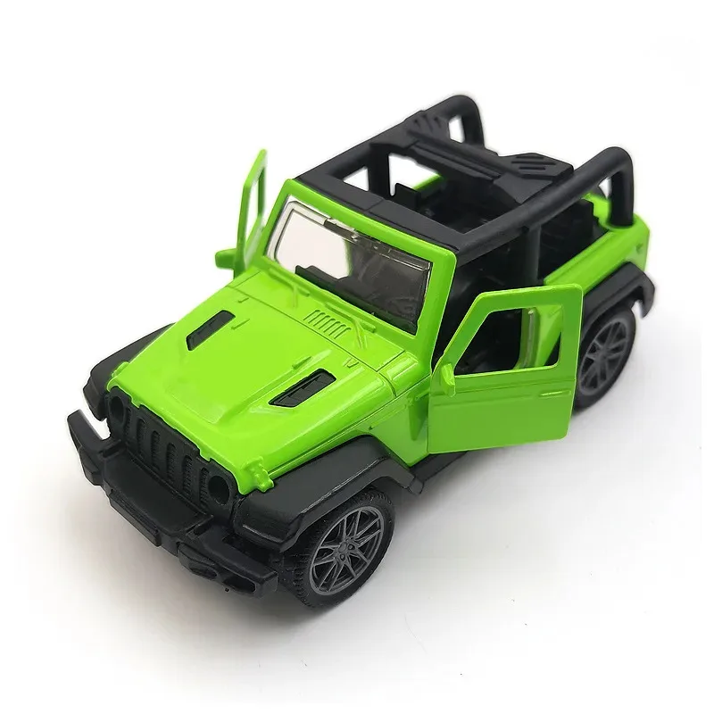 Modelo de juguete de Metal para niños, puertas abiertas de 10cm, coche de aleación, decoración, negro, verde, naranja, vehículo todoterreno extraíble, regalo