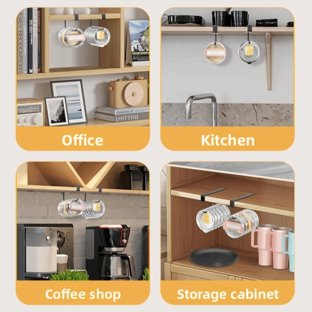 

Держатель для крышек из углеродистой стали, многофункциональный, черно-белый, для установки под шкаф, без сверления, экономит место, подставка для хранения крышек