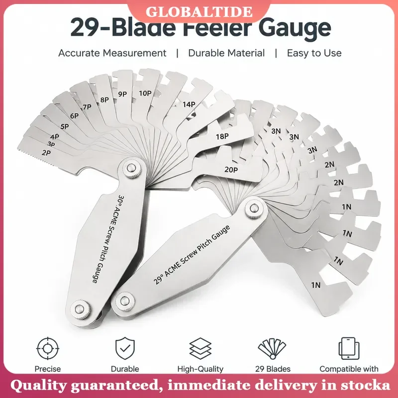New T Thread Gauge ACME 29 / 30 Optional Screw Pitch Measuring Tool Screw Thread Pitch Gauge