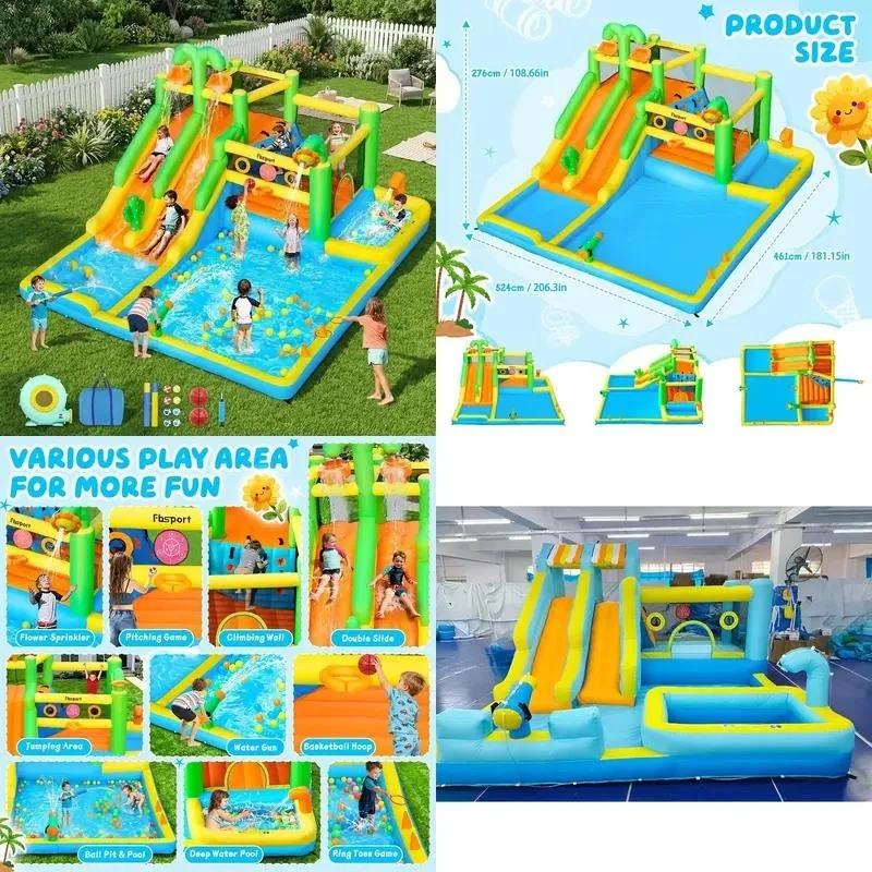 FBSPORT Large Inflatable Water Park Challenging Adult Inflatable Water Jumping Castle Soft Amusement Party Equipment