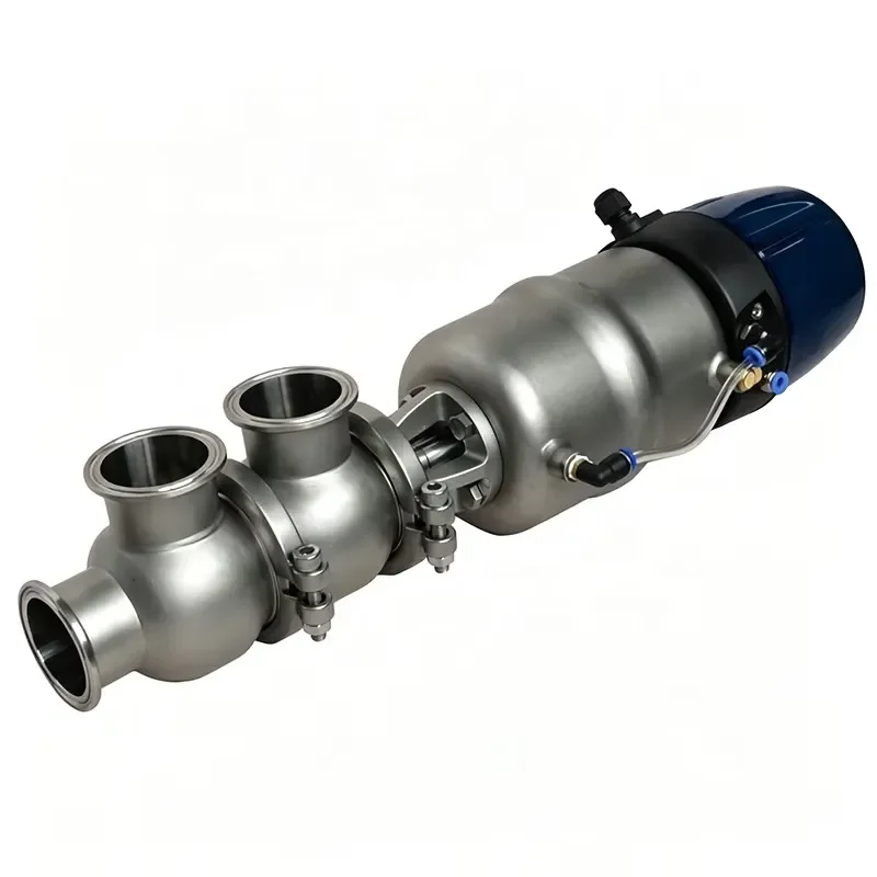 Stainless Steel Tri Clamp Intelligent Pneumatic Divert Seat Valve Sanitary Grade Three-Way Reversing Valve