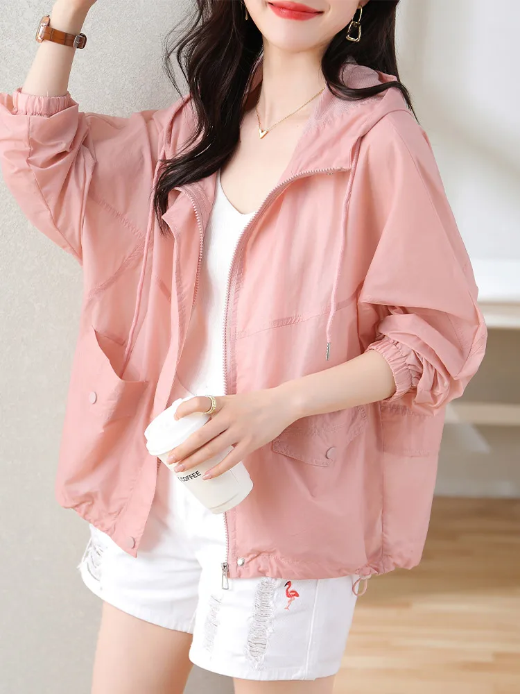 casual-loose-women's-summer-2024-new-short-coat-breathable-sun-protection-outerwear-thin-polyester-fiber-zipper-closure-long