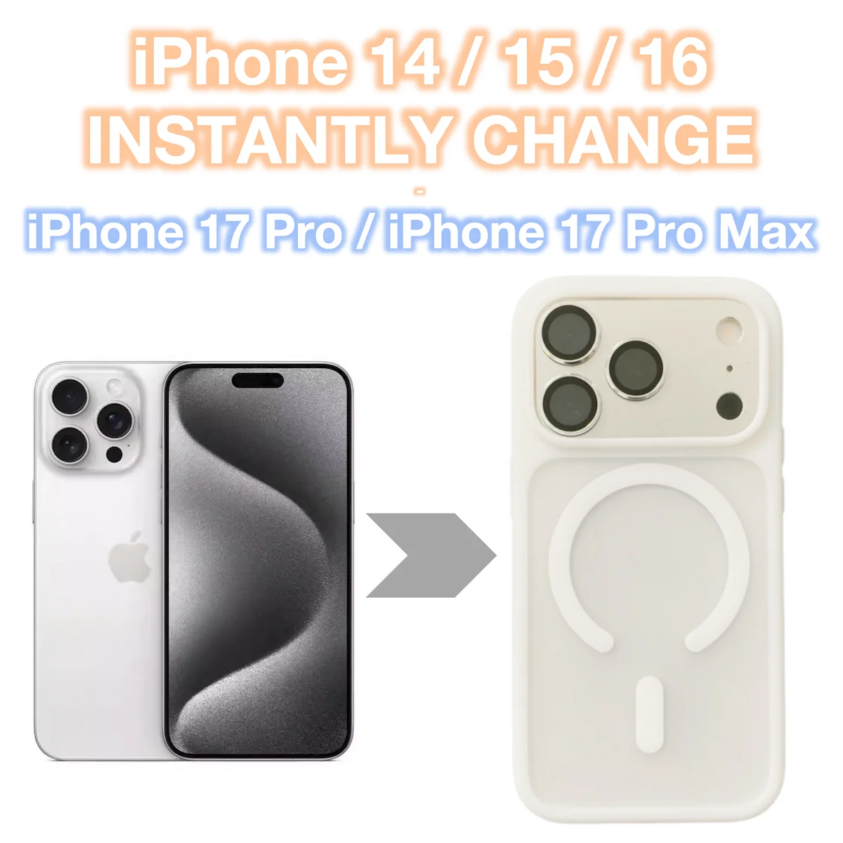 

Мгновенная замена чехла для iPhone 17 Pro / iPhone 17 Pro Max на чехол для iPhone 14 15 16 Pro Max, защитная пленка для камеры, магнитный чехол