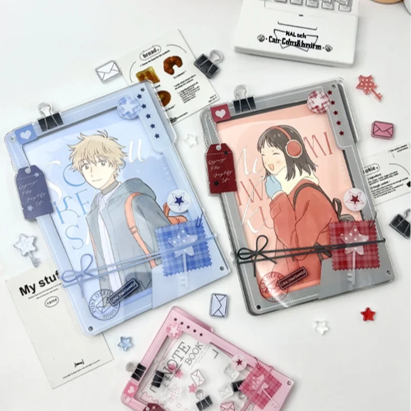 Wish Folder 3.5/6inch Acrylic Photo Display Frame, Kawaii Star Element Card Case, for Anime Kpop Fans Desk Shooting Layout Prop