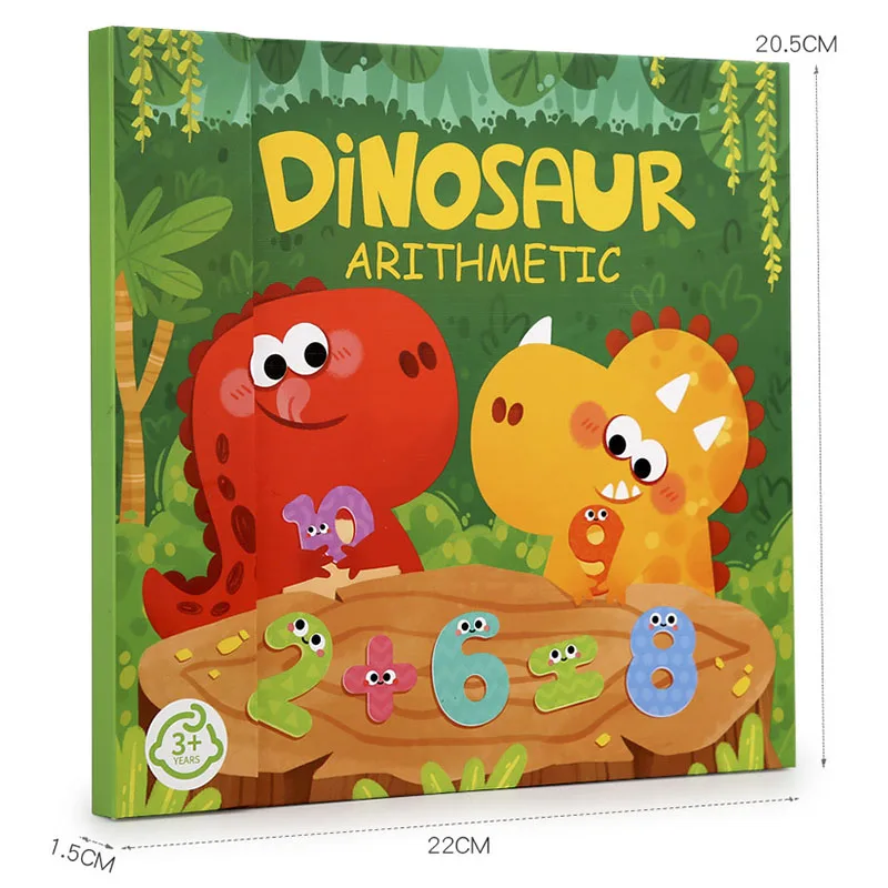 Crianças montessori jogos dinossauro magnético aritmético livro matemática adição subtração decomposição brinquedos matemáticos educativos