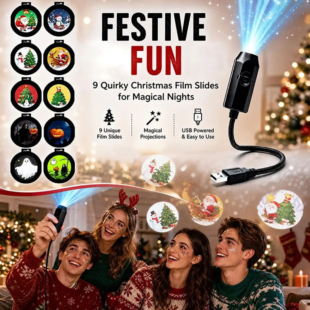 6/10/15/20 Patterns Christmas Projector Light USB LED Night Light Santa Claus Snowflake Projection Light For New Year Xmas Party