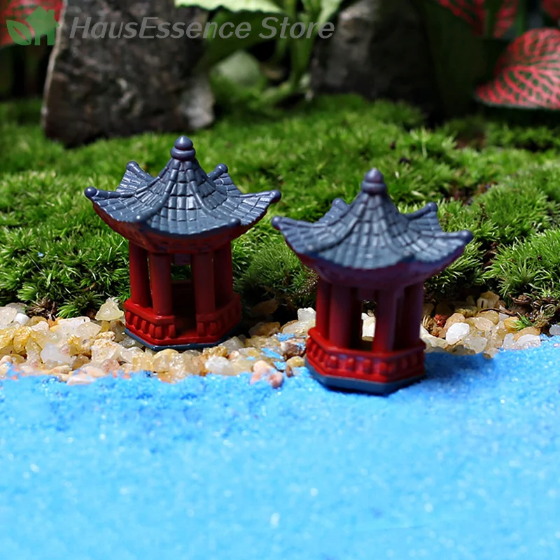 ※2PCS Mini Desk Decoration Torii Gate Japanese Garden Miniature Shrine Ornaments Micro Stone Gazebo Shelf Japan Decor