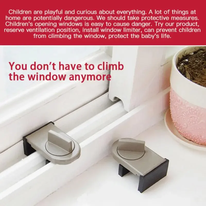 No-Drill Sliding Door Lock, Child Safety Lock for Sliding Windows, High-Rise Anti-Fall Limiter, Anti-Theft Safety Latch