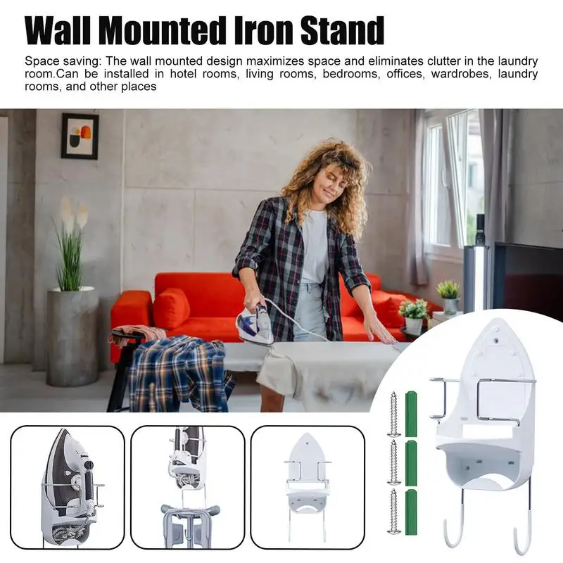 

Wall Mount Ironing Board Holder Iron Hanging Rack Dryer Storage Shelf Over The Door Practical Organizer Racks With Hooks