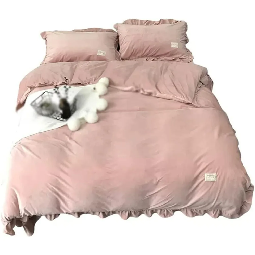 Winter Milk Pile Bed Four Piece Set Plush Coral Wool Autumn/Winter Bed Sheet Set (Color: D, Size: 200 * 230cm)