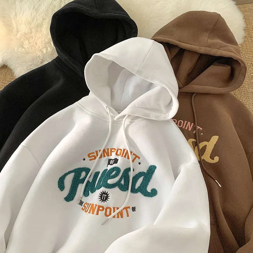

Men's Hoodie Sweatirt Loose Fit Spring Autumn Casual Oversized Hooded Top Towel Embroidery Letter Print Couple Jaet