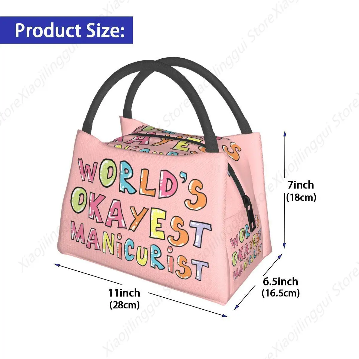 World's Okayest Manicurist Lunch Bag Merch  Insulated Oxford Cooler Bag Nail Tech Gift Idea Thermal Food Picnic Lunch Box