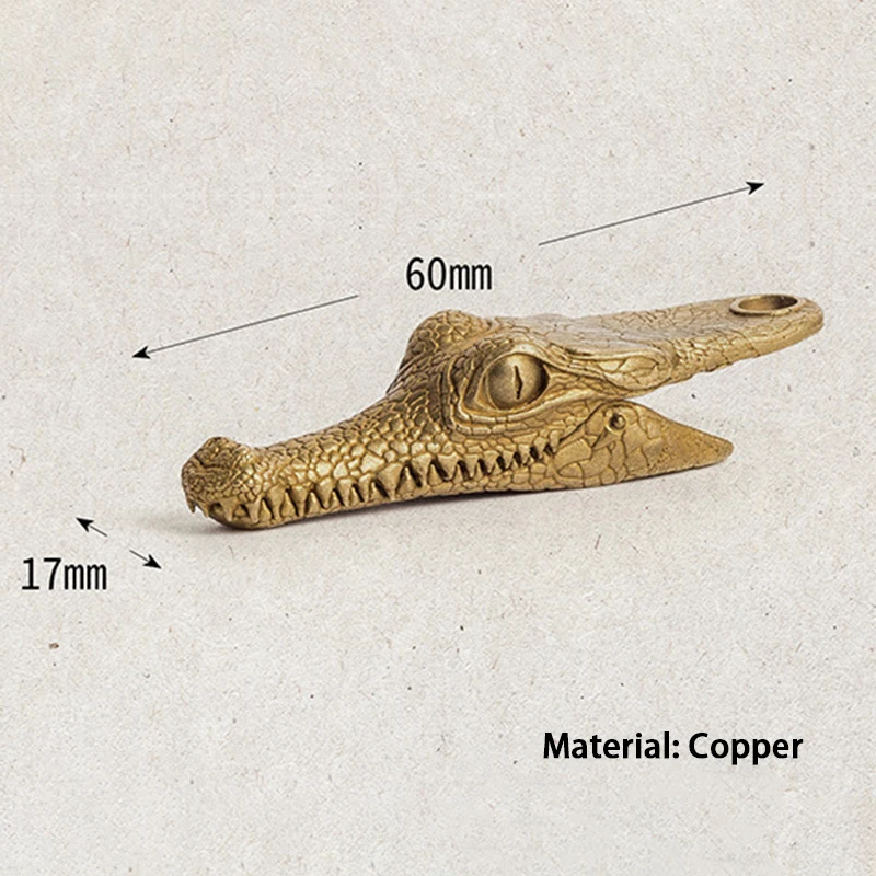 Vintage Krokodillenkop Koperen Sleutelhanger-Duurzame Multifunctionele Clip, Stijlvolle Auto-Accessoire En Chique Hanger