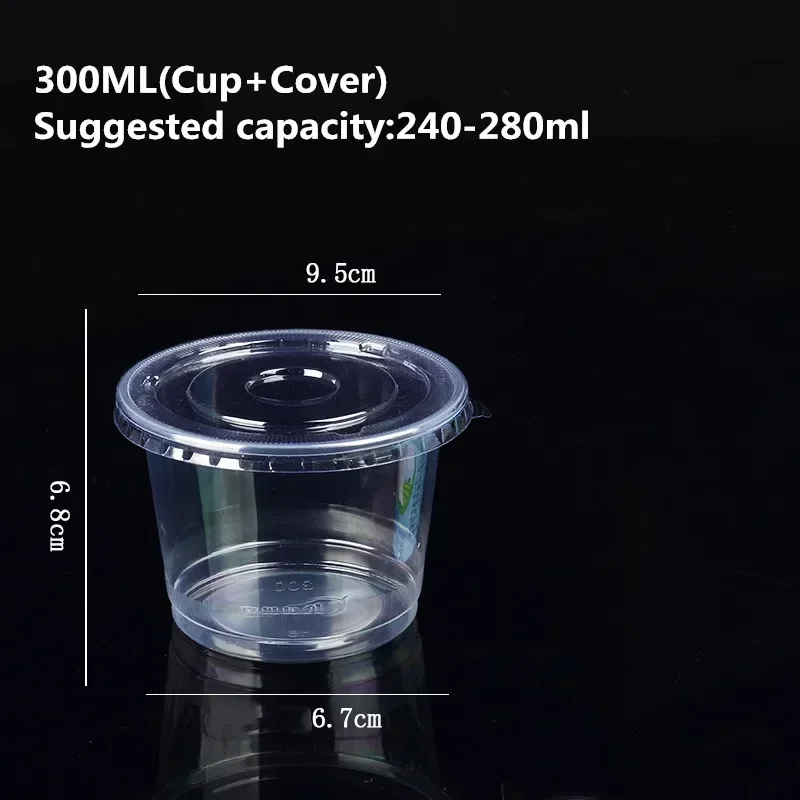 50pcs 250ml/300ml, Pudding Cups Plastic Boxes with Lids, Ice Cream Mousse Dessert Picnic, Party Packaging Dessert Cups with Lids