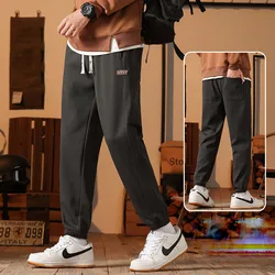 Autumn Winter KPOP Fashion Style Harajuku Slim Fit Trousers Loose All Match Thick Casual Pants Solid Pockets Sport Sweatpants