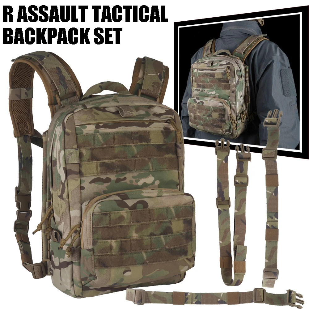 R Assault Tactical Backpack Set Hunting Rucksack Can be Installes Protactive Plates Mctch with Tactical Plate Carrier Chest Rig