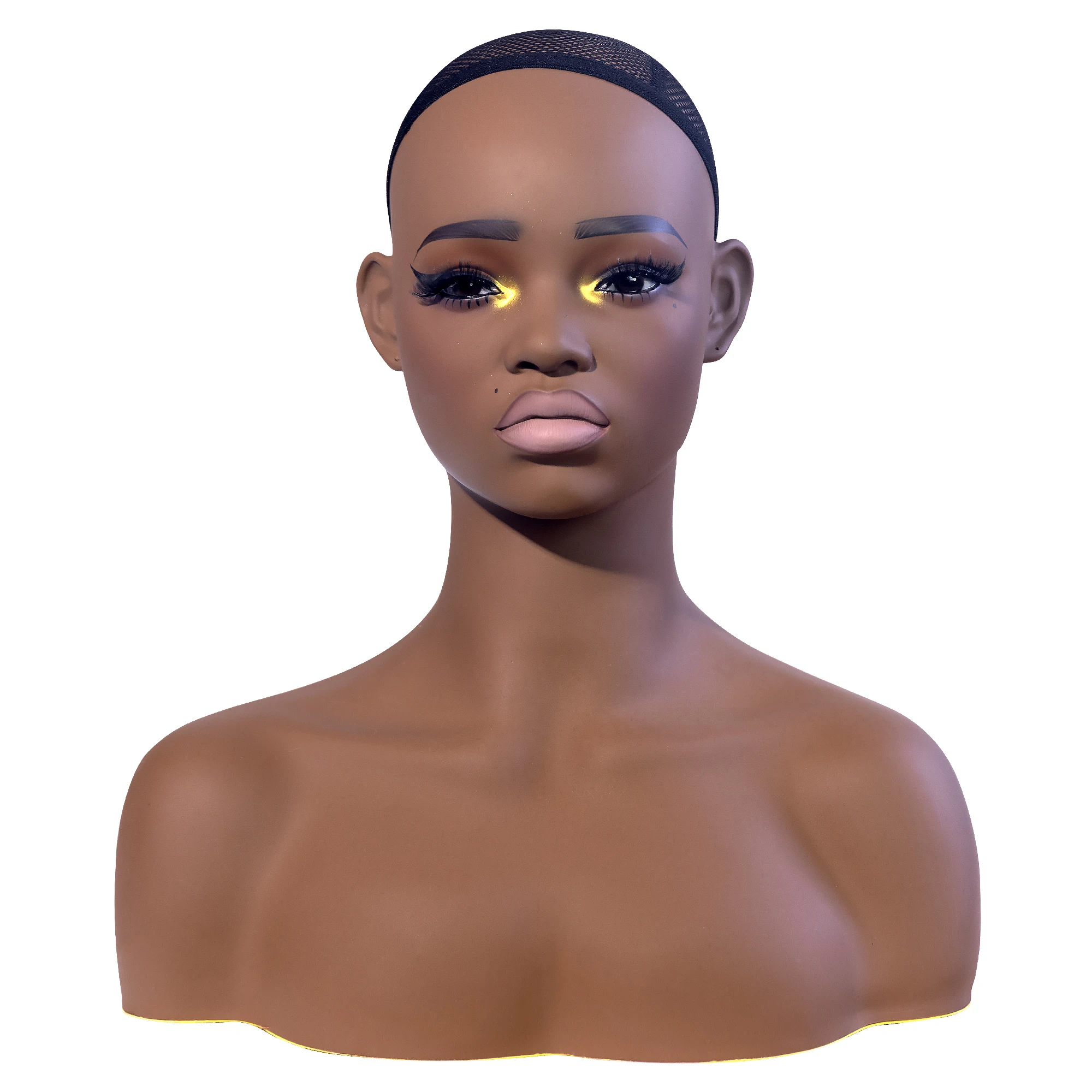 

1PC USA Warehouse Free Shipping Realistic Medium Brown Skin Female Mannequin Long Neck for Wig Jewelry Display