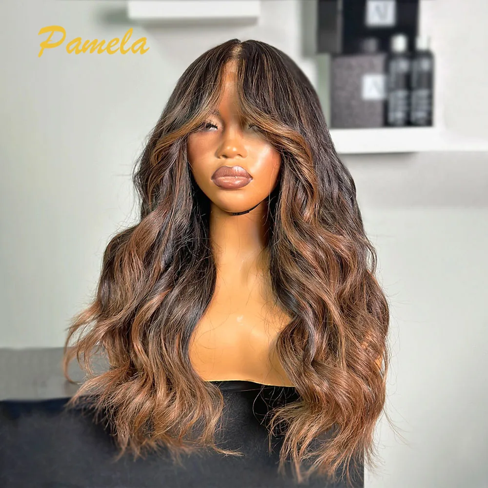 Brazilian Body Wave Ombre Blonde Colored 250% Density 13x6 HD Transparent Lace Front Glueless Wigs 100% Human Hair Ready To Wear