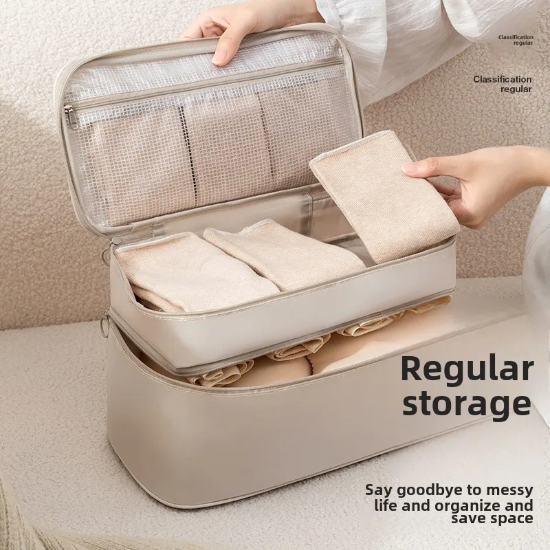 Travel Underwear Storage Bag Portable Multi-Layer Organizer For Tourism, Underwear Bra Separate Waterproof Bag