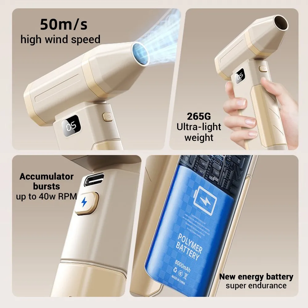 Powerful Air Blower 450000RPM Mini Turbo Jet Fan High Speed Turbo Violent Fan Brushless Motor Handheld Duct Fan PC Cleaning Tool