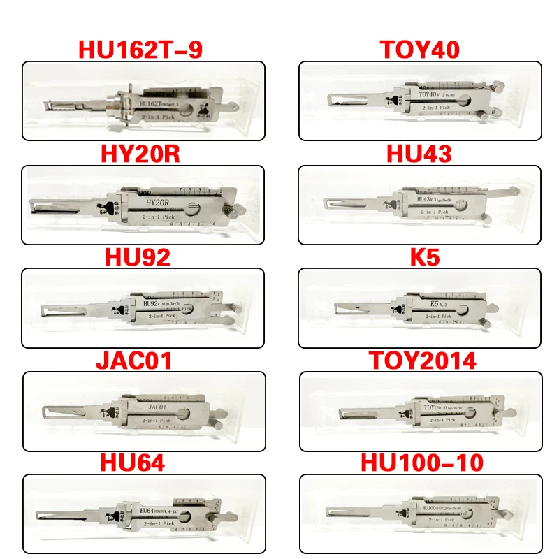 Lishi 2-in-1 HU100(10) HU162T(9) HY20R HU92 JAC01 HU64 TOY40 HU43 K5 TOY2014 For Hyundai Kia For Toyota 2014+