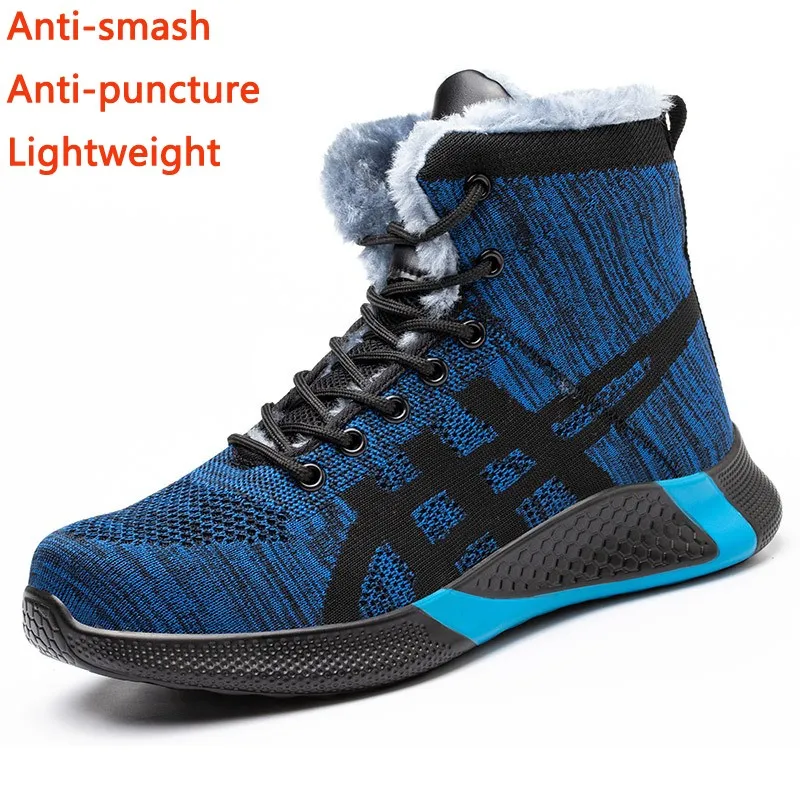 Zapatos De Seguridad 2023 New Men\'s Winter Safety Shoes Boots With Cotton Insulation High Quality Outdoor Work Shoes Plus Size