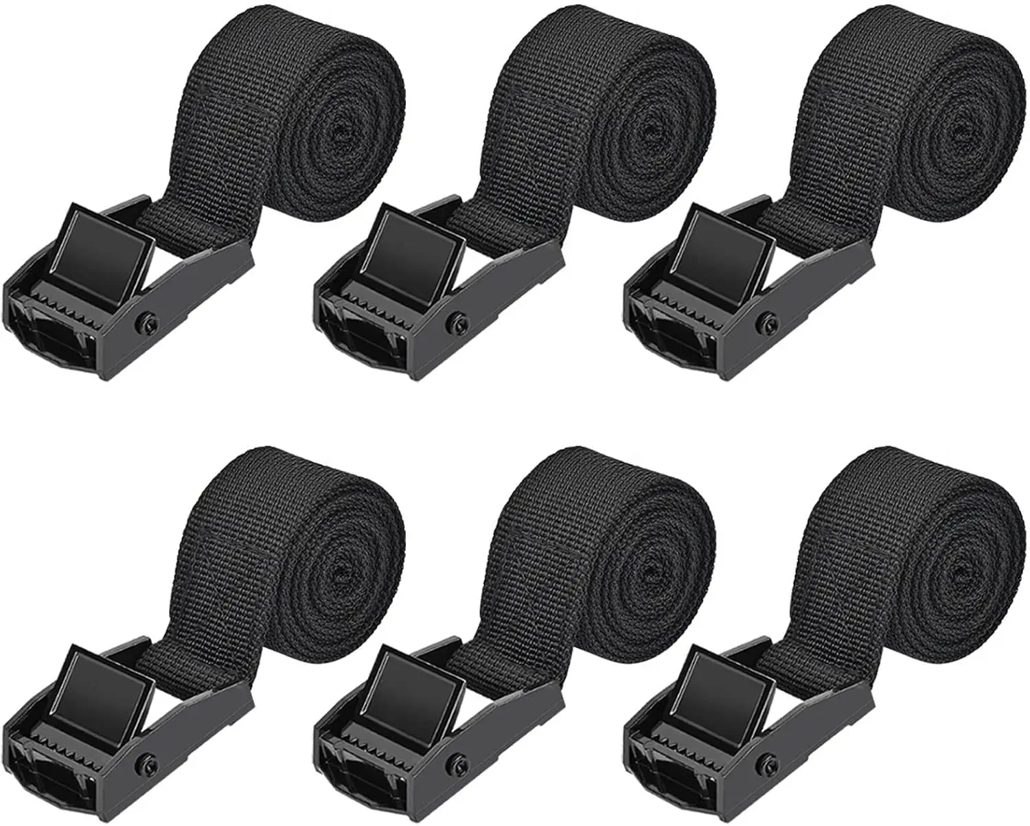 

6-Pack Heavy Duty Cam Buckle Tie Down Straps, 1" x 3.3' Adjustable for Cargo, Trucks, Luggage, Trailer, Motorcycle