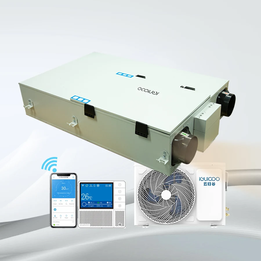 Ceiling Mounted Preheating And Precooling Heat Recovery Ventilation System With Optional IFD Purification 250/350/500 CMH