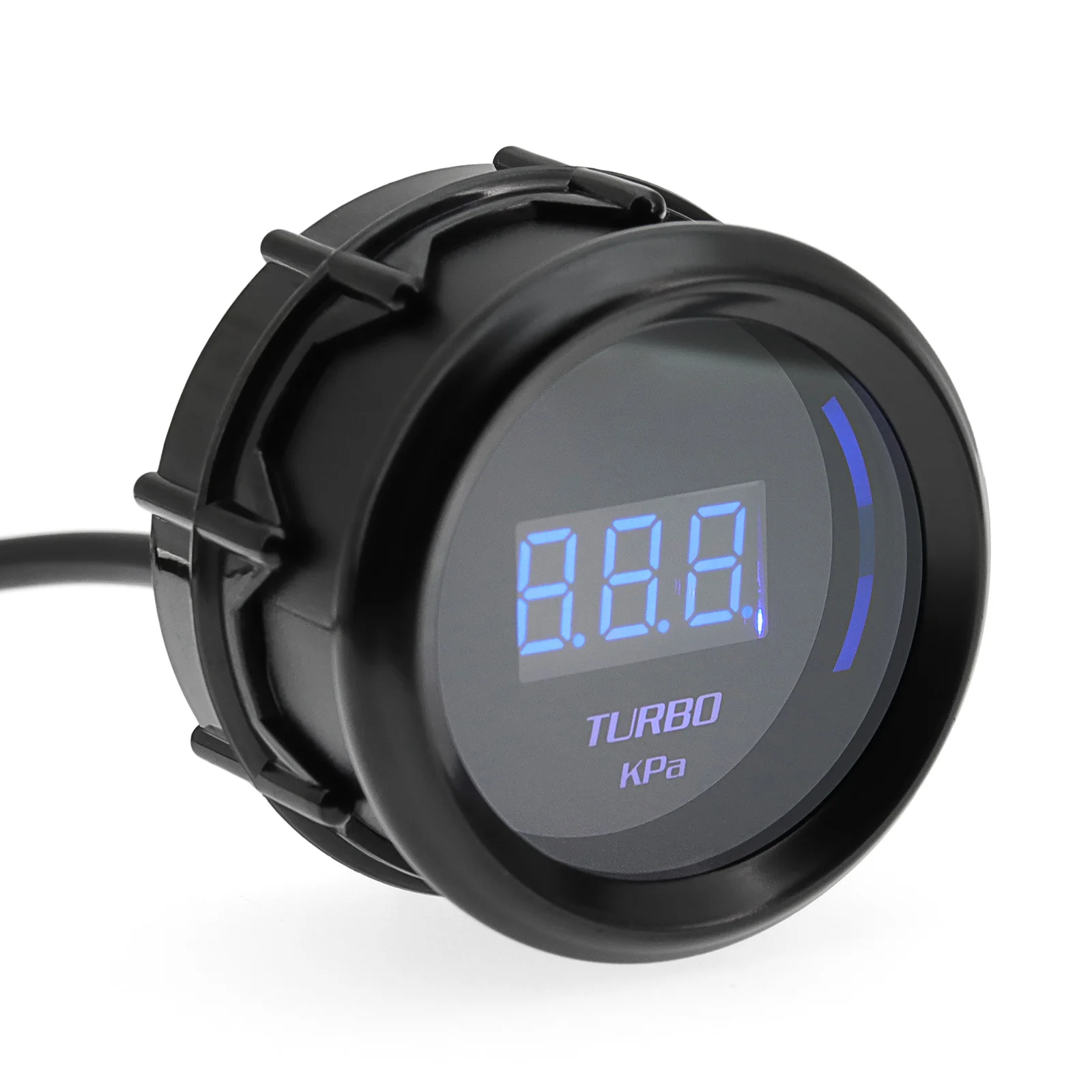 مقياس تلقائي 12 فولت، مقياس توربو، إضاءة خلفية LED زرقاء مع عدسة دخان توربو + مستشعر تعزيز