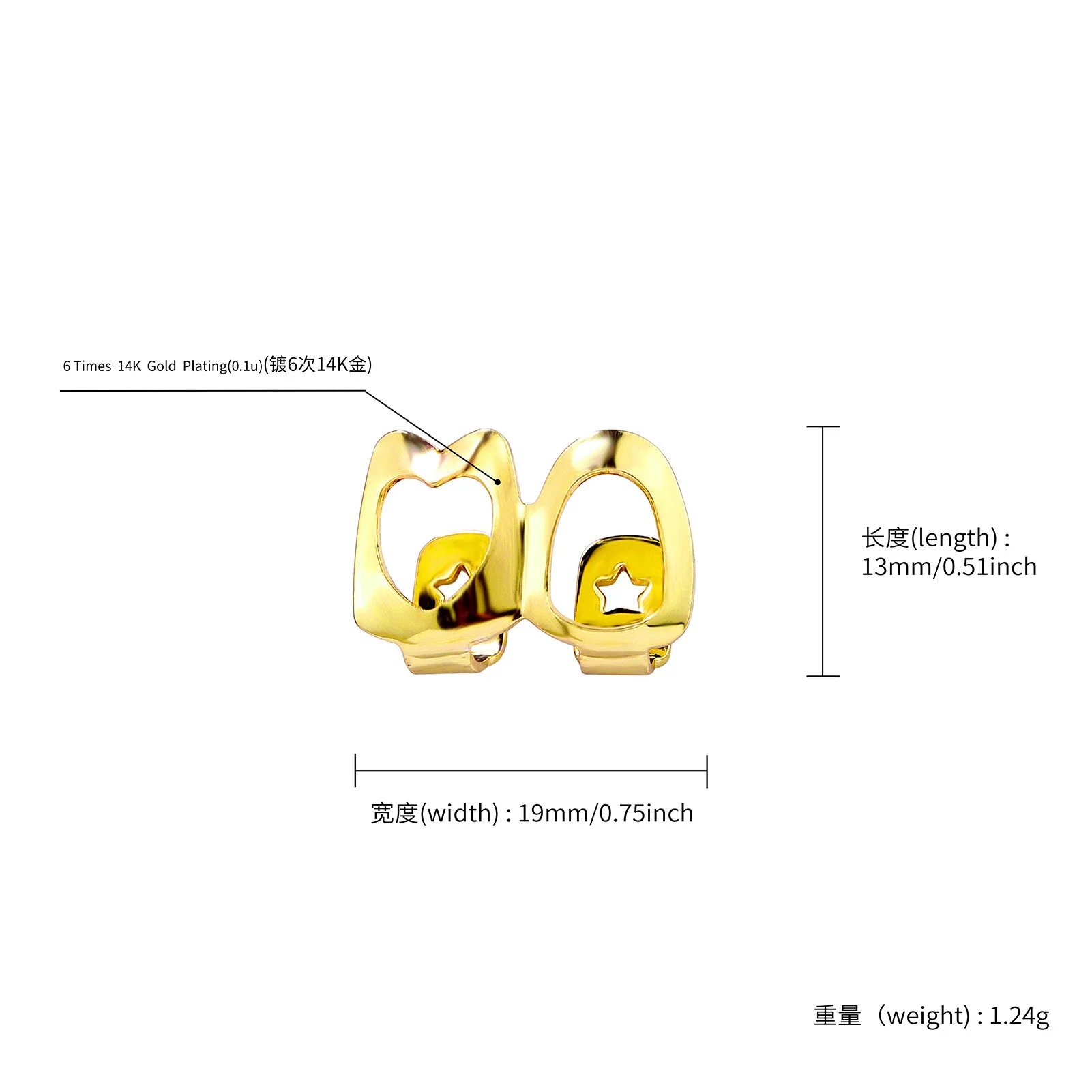 RACHELZ بسيطة مزدوجة الجوف القلب الأسنان قبعات للنساء الرجال المجوهرات الهيب هوب لامعة الأسنان Grillz الأقواس شوايات الأسنان #3