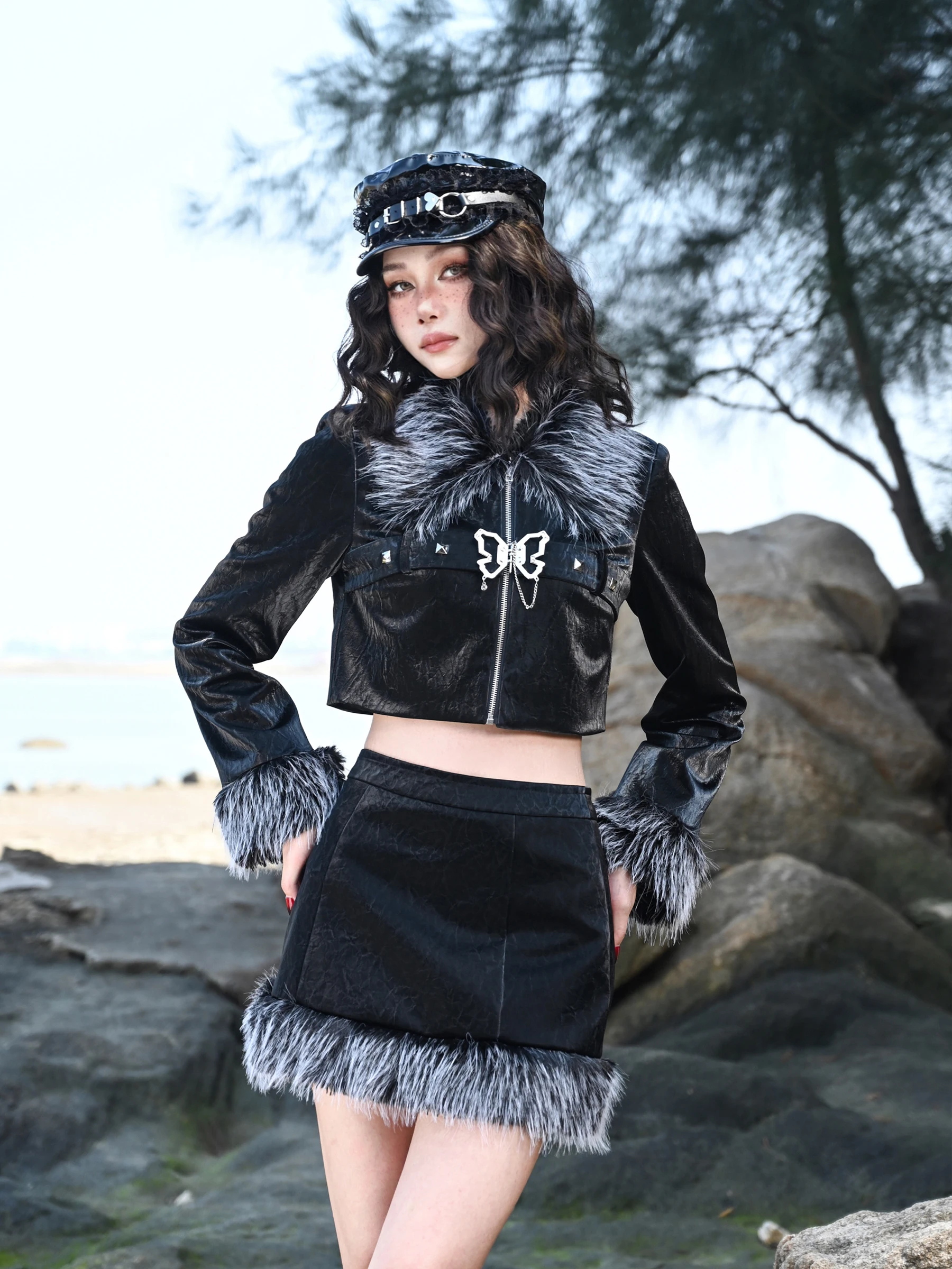 

Dark Niche Gothic Style High Waist Leather Skirt All-Matching Sexy Hip for Women
