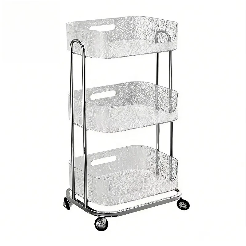 High-Grade Transparent Acrylic Beauty Salons Trolley Cart Beauty Rolling Hair and Nail Salon Tool Cart