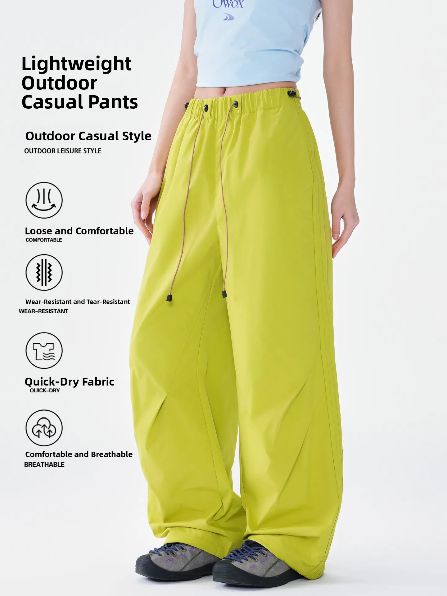 

Outdoor Casual Cargo Pants Quick Dry Breathable Loose Fit Hiking Mountain Sports Pants Unisex Polyester Fiber Summer Season