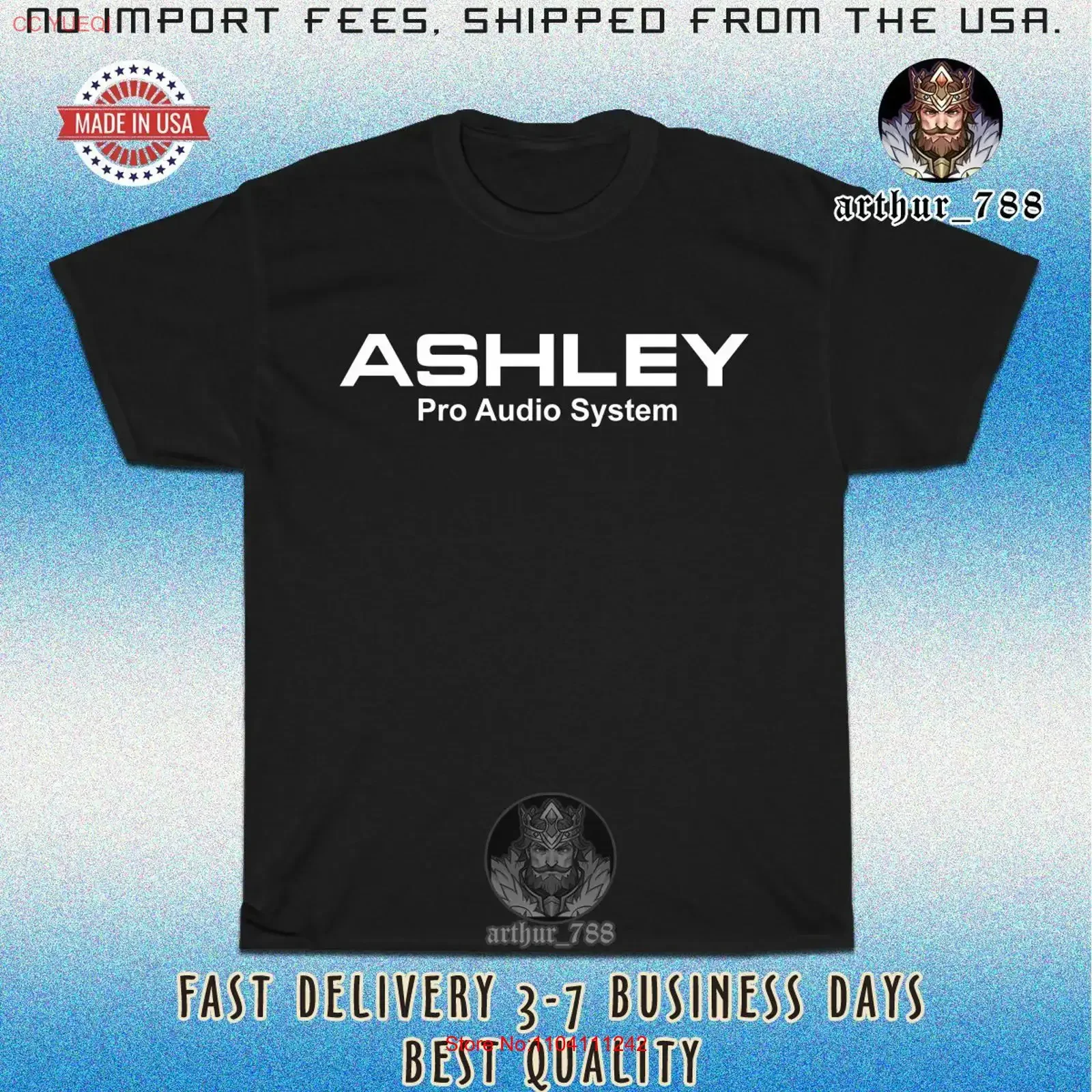 New Ashley Pro Audio System Logo Men's T Shirt American Size S 5XL vintage Washed fashion Versatile Top For Everyday Wear