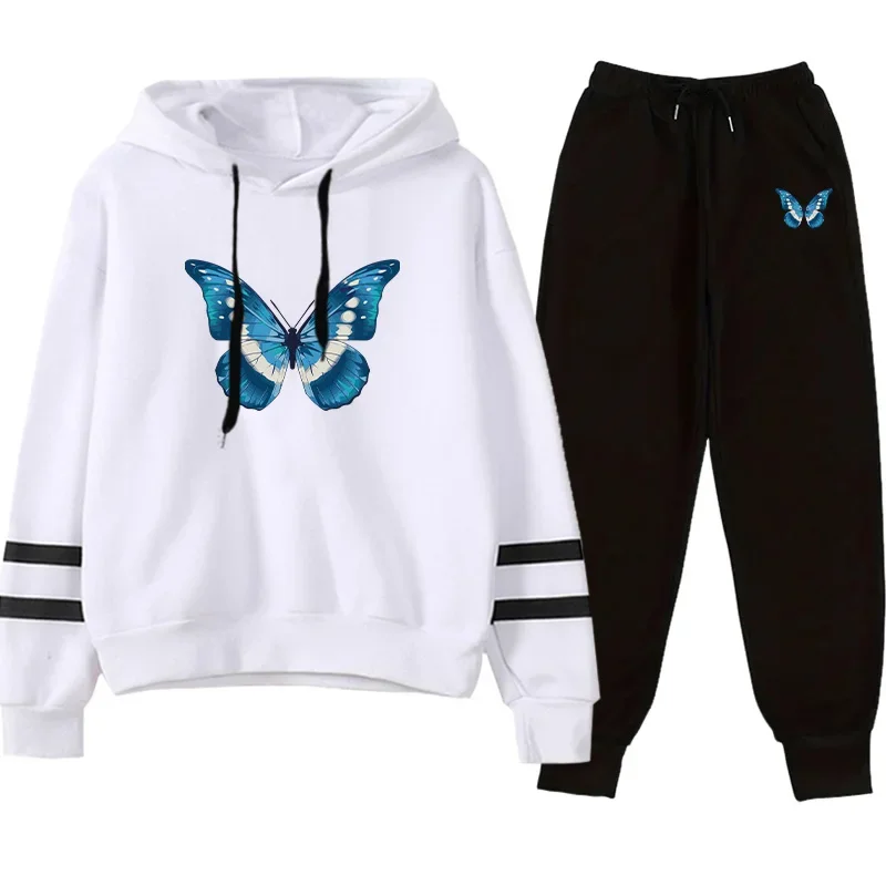 Striped Print Fashion Quality 2026 Spring Hot Sales Women's Tracksuit Hoodies Comfort Casual Daily Outdoor Jogging Two-piece Set