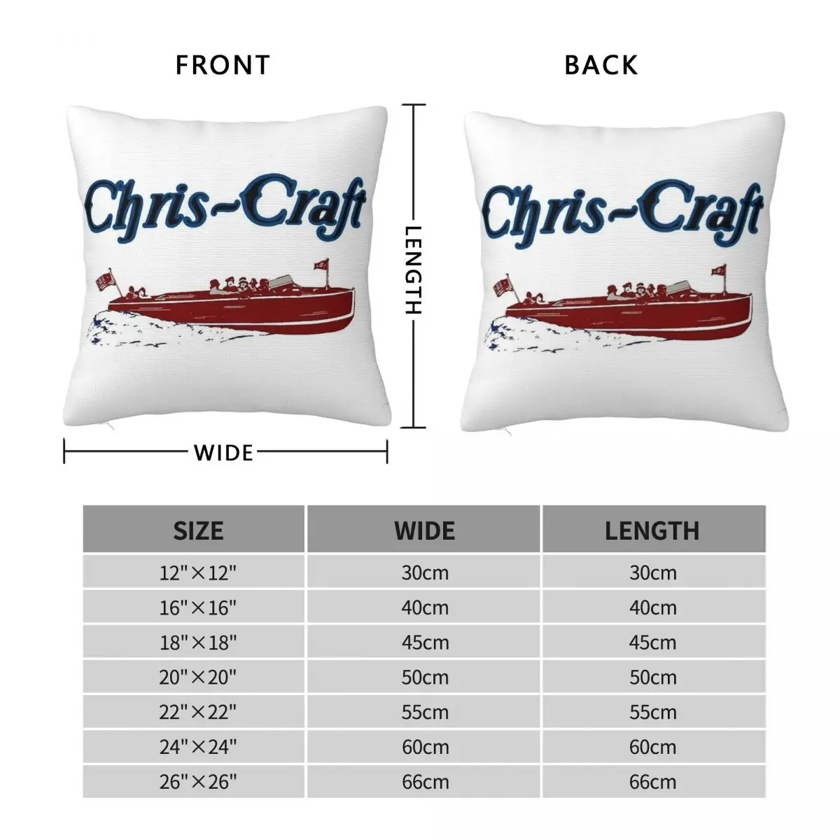 Chris Craft Square Pillowcase Polyester Linen Velvet Printed Zip Decorative Home Cushion Cover