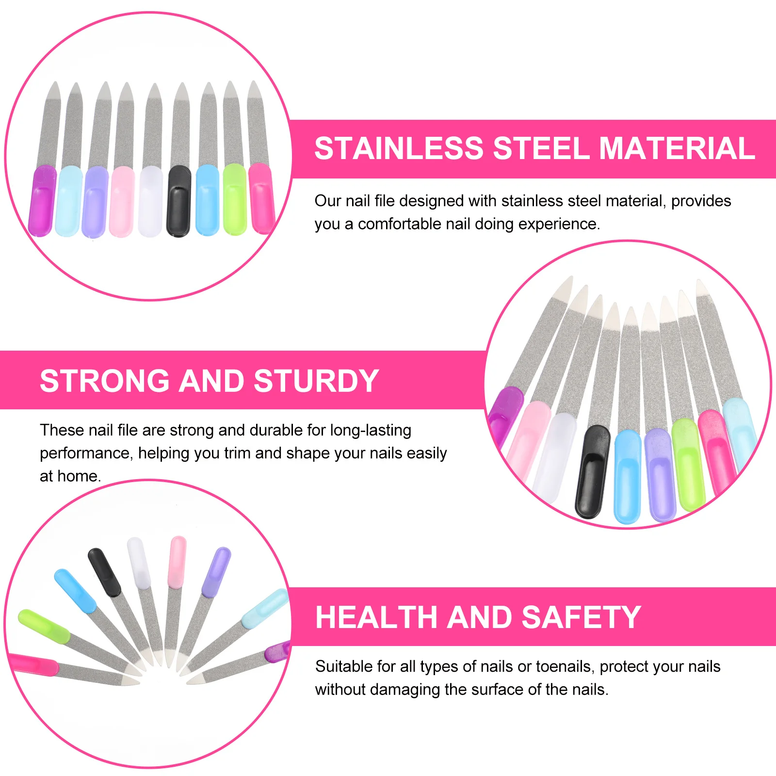 

27Pcs Stainless Steel Nail Files Professional Nail Shining File for Natural Artificial Acrylic Nails Manicure Care Tools Kit