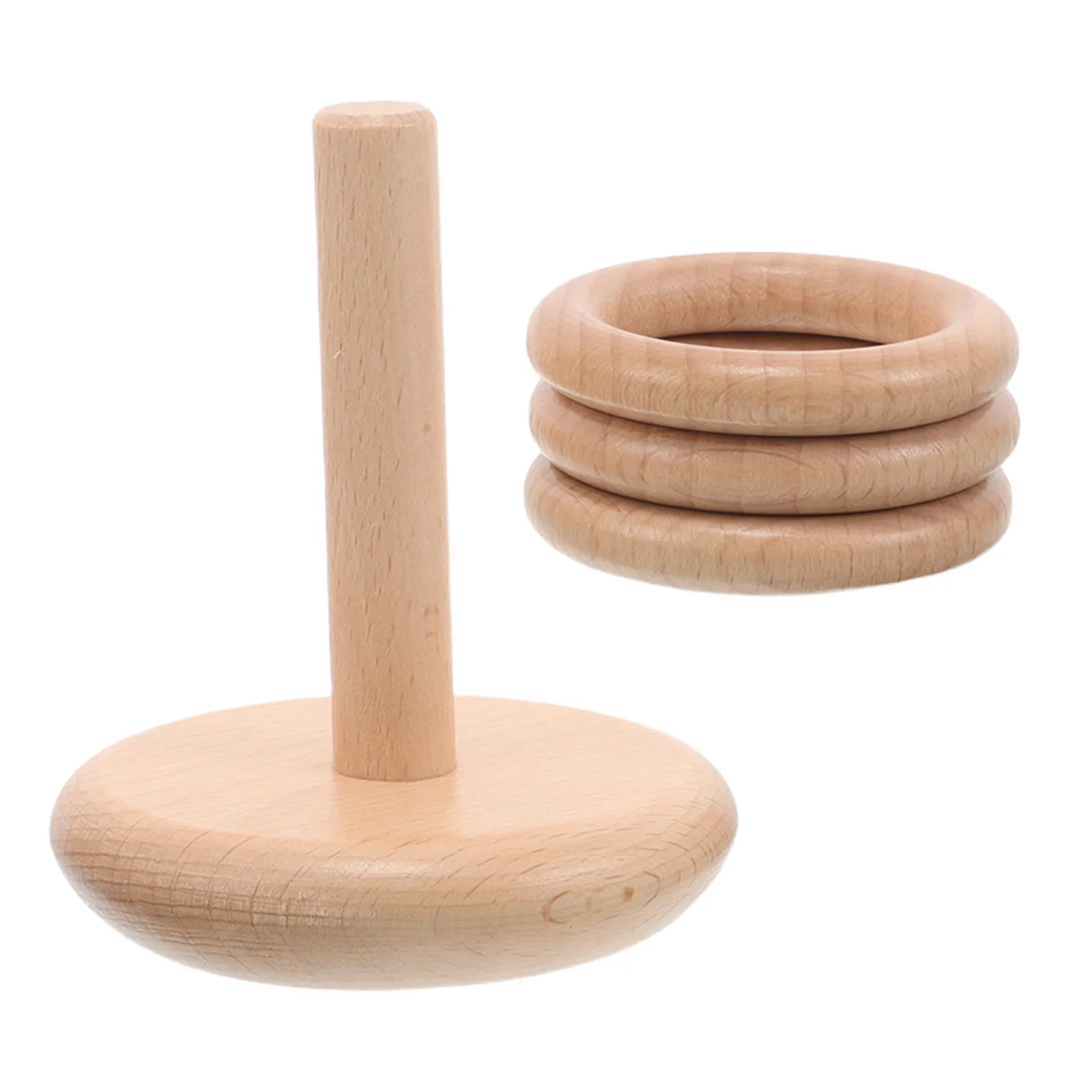 

Набор из 1 кольца из натурального дерева с гладкой поверхностью и прочным основанием-столбиком, развивающая игрушка-пирамидка для малышей 0-1 года, для сенсорного развития