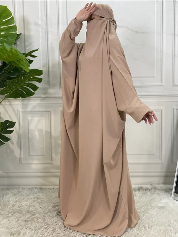 

Eid Hooded Abaya Muslim Women Prayer Clothes One Piece Jilbab Long Khimar Dress Full Cover Ramadan Abayas Dubai Islamic Niqab