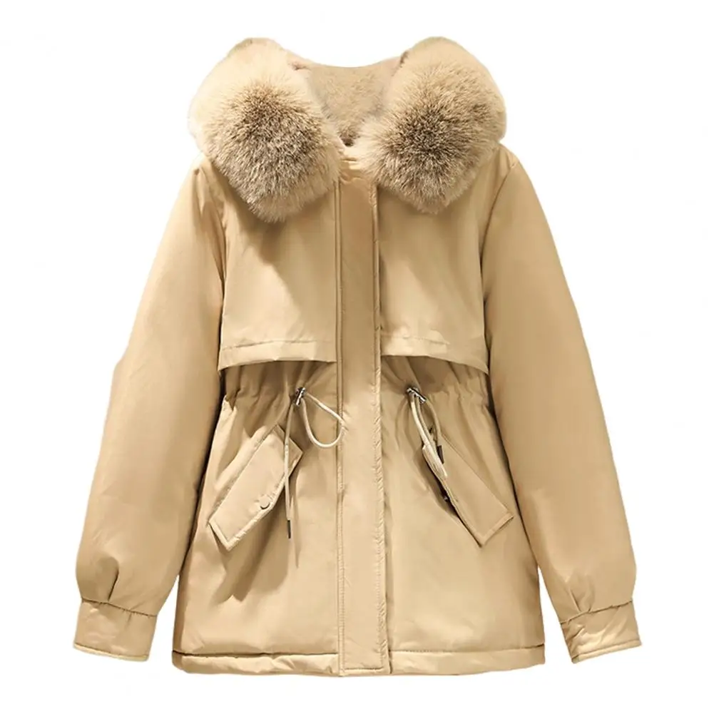 

2024 New Winter Jacket Women Parkas Warm Fur Collar Jacket Long Hooded Parka Coat Female Fur Lining Thick Office Lady Streetwear