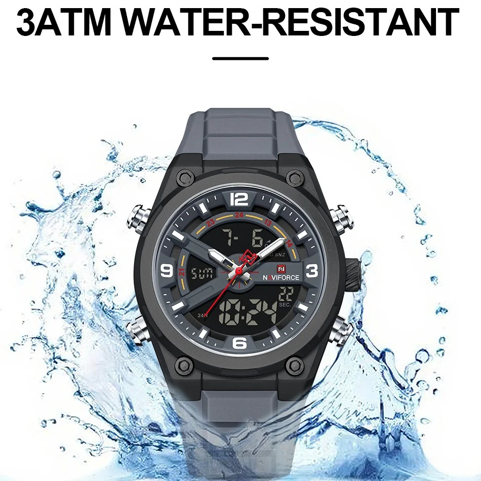 New Style NAVIFORCE Men‘s Luminous Calendar Display Sports Waterproof Shockproof Watch with Silicone Strap Wristwatch Man  Gifts