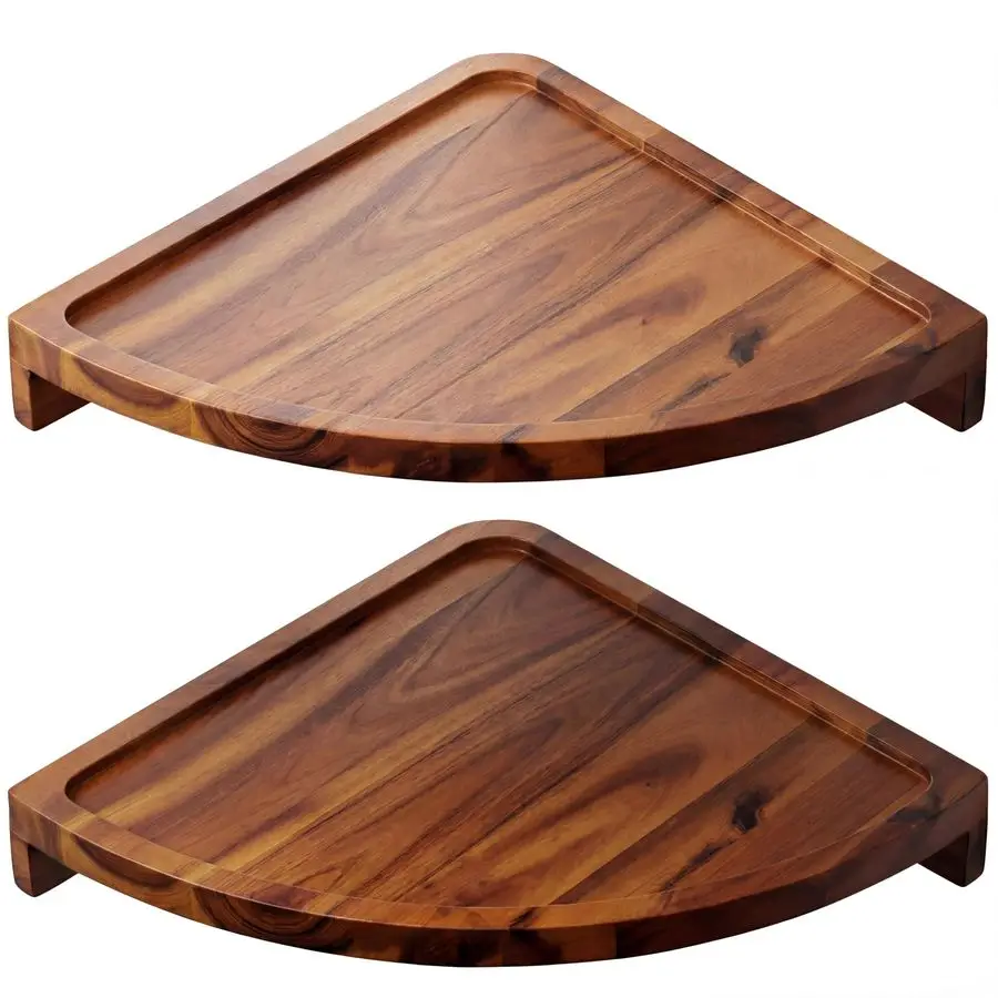 

Floating Round Corner Shelves for Wall 2pcs Acacia Wood WallMounted Storage Shelves for Home Decor, Space Saving Displays for Li