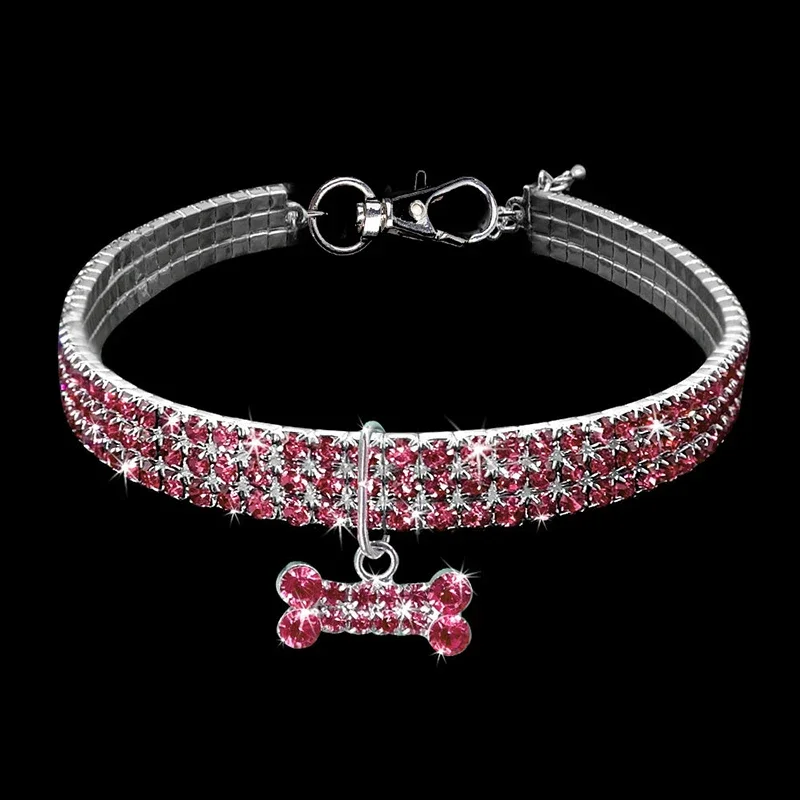 Exquisite Collars For Small Dogs Wedding Diamond Girl Dog Collars Crystal Rhinestone Pet Necklace For Dogs Yorkshire Terrier 05E